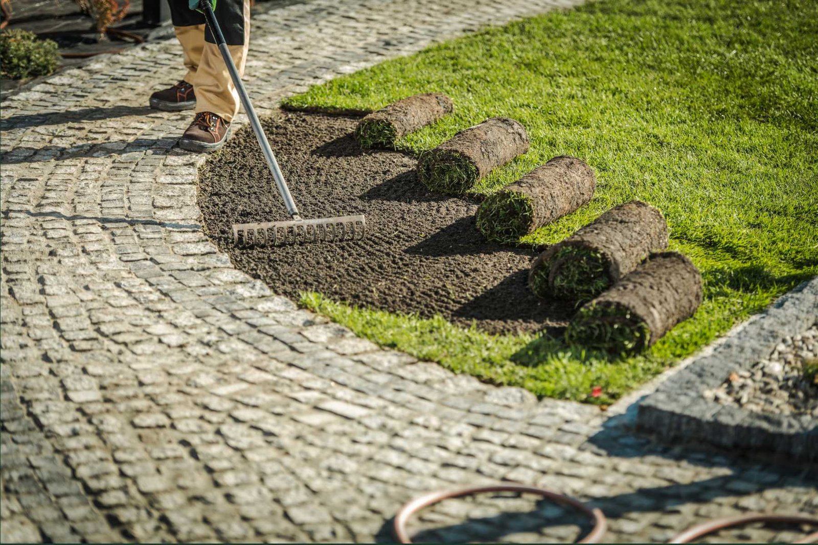 Garden grass turf installation